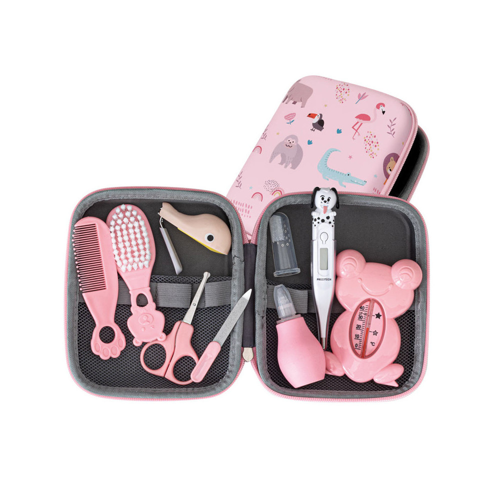 Trousse De Soin Bébé MKNZOME 12 Pièces - Kit Toilette Nouveau-né Avec Coupe-ongles, Thermomètre, Mouche-bébé, Etc.
