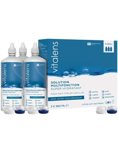 Solution pour lentilles de contact Vitalens - 3x360ml