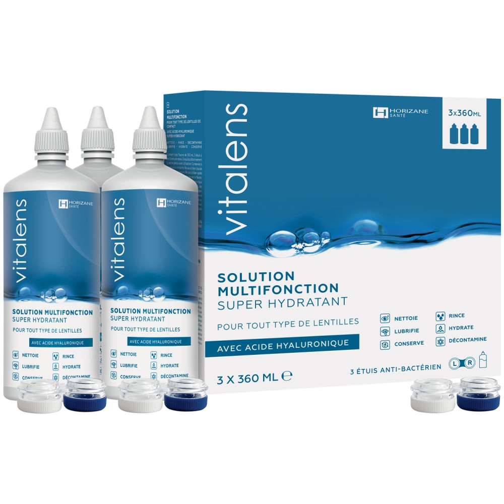 Solution pour lentilles de contact Vitalens - 3x360ml