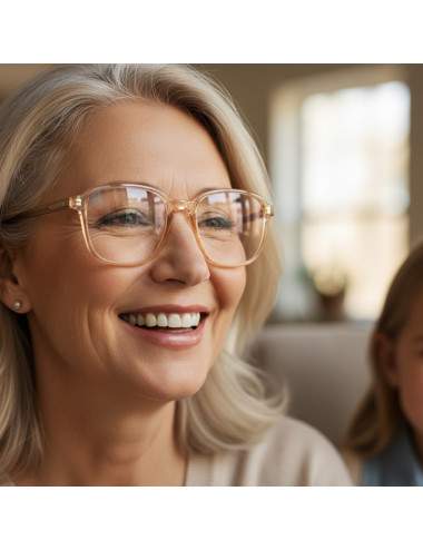 Lunettes presbytie femme design moderne beige