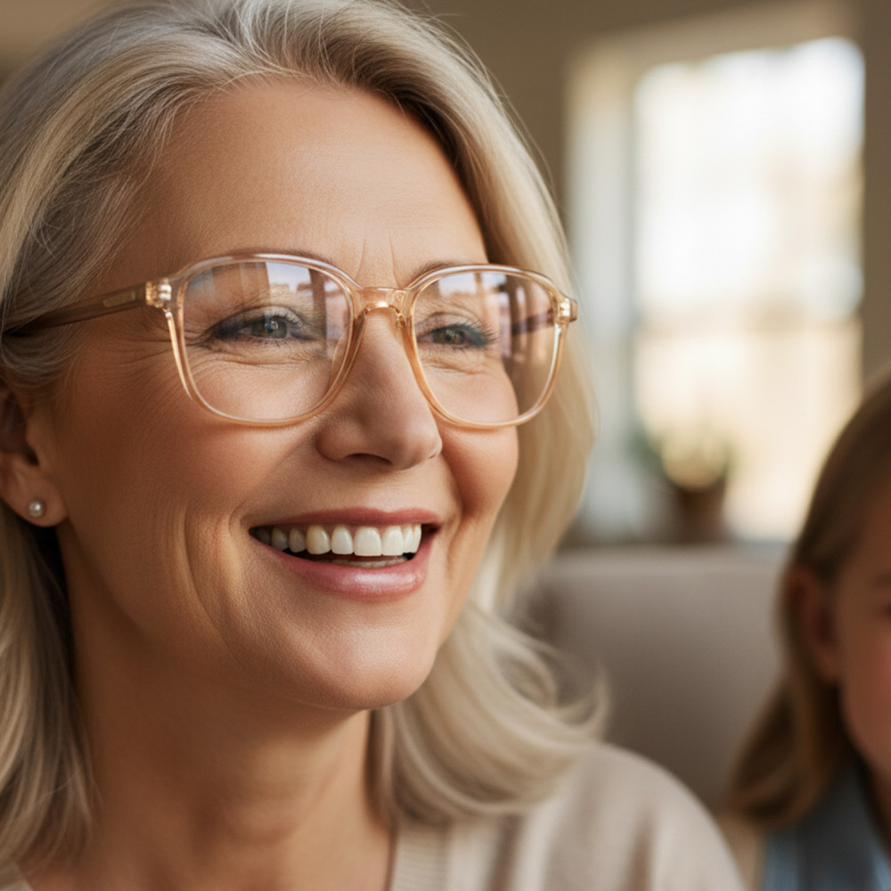 Lunettes presbytie femme design moderne beige