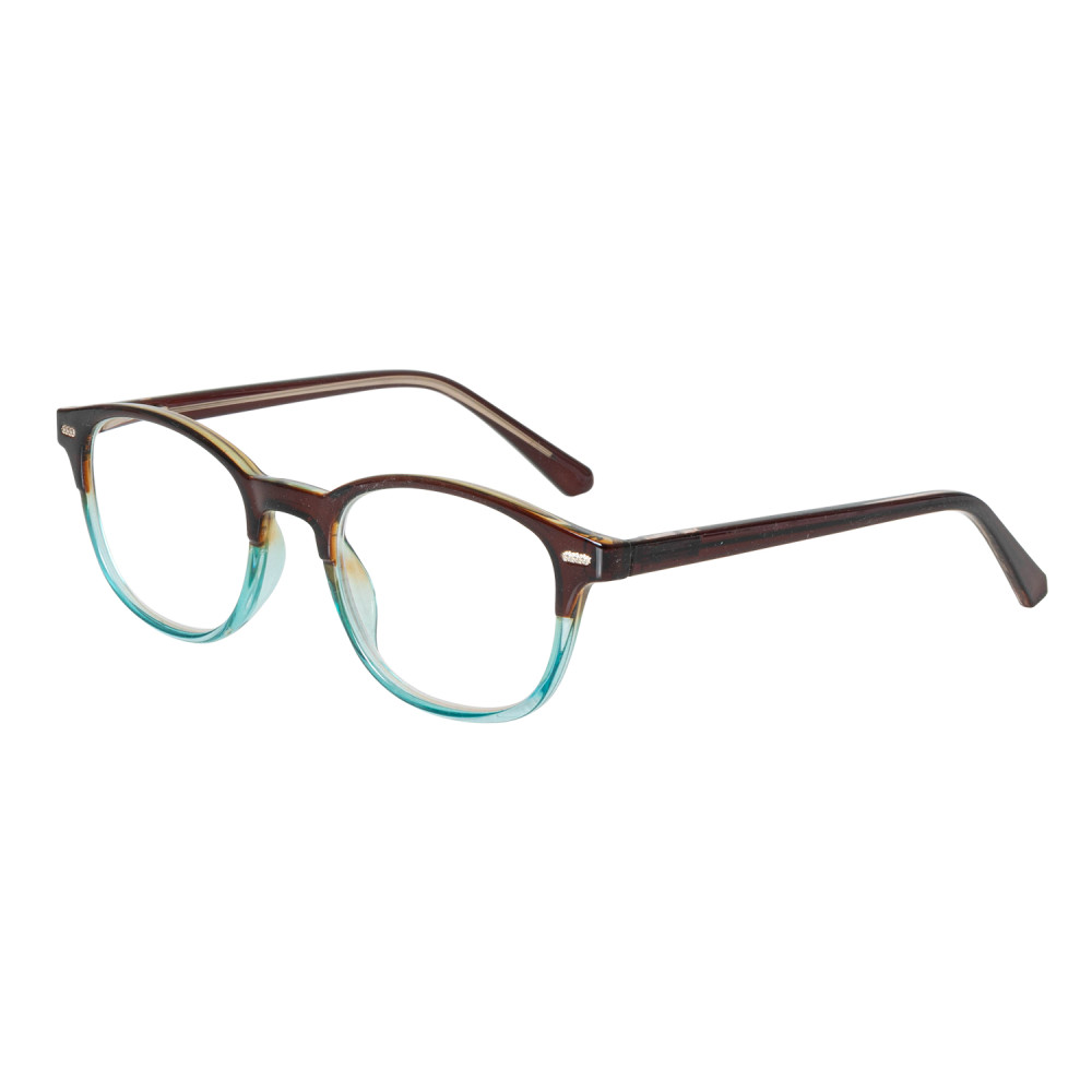 Lunettes loupe presbytie monture plastique marron bleu