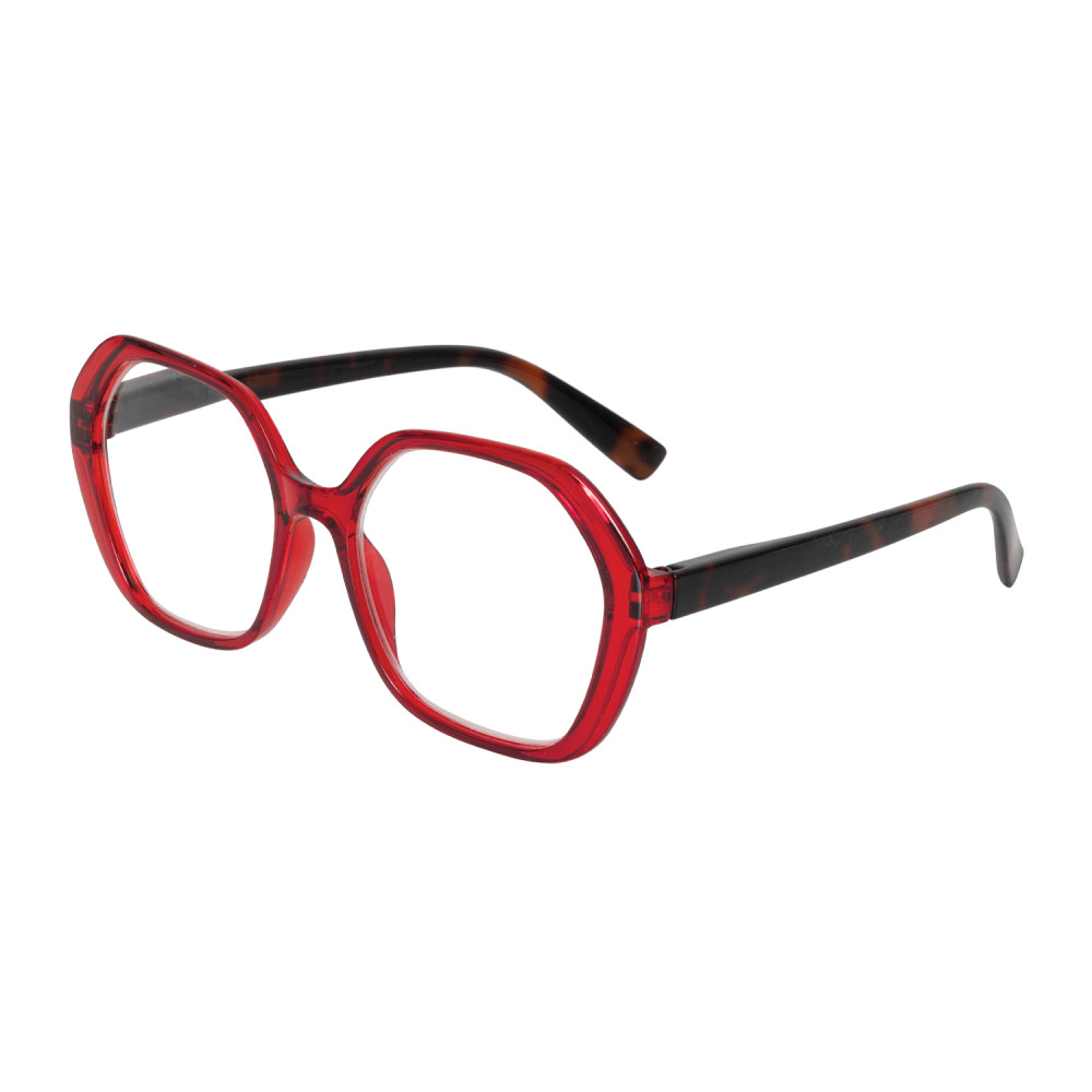 lunettes loupe femme rouge transparent branches écaille