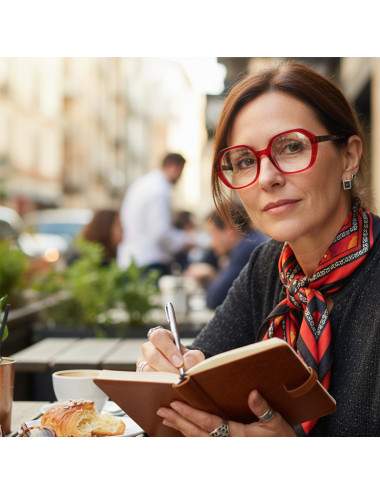 lunettes presbytie design rétro rouge et écaille