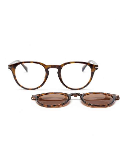 Eclipse Tortoiseshell Reading Glasses with Sun Clip