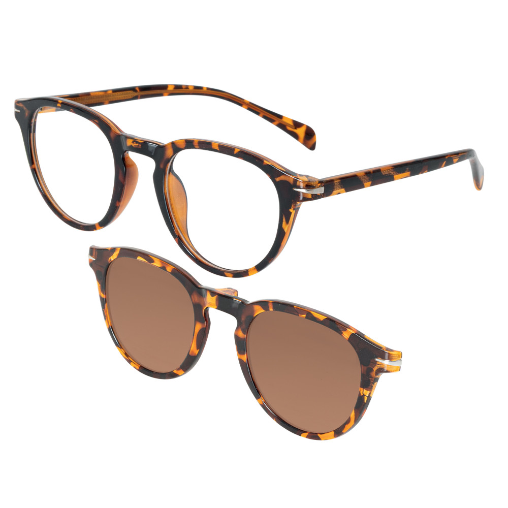 Lunettes de lecture motif écaille avec clip amovible