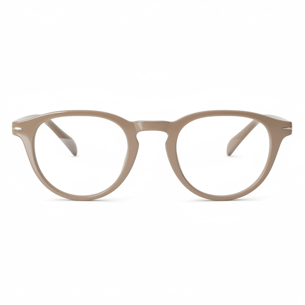 Lunettes loupe taupe forme ronde avec clip polarisé