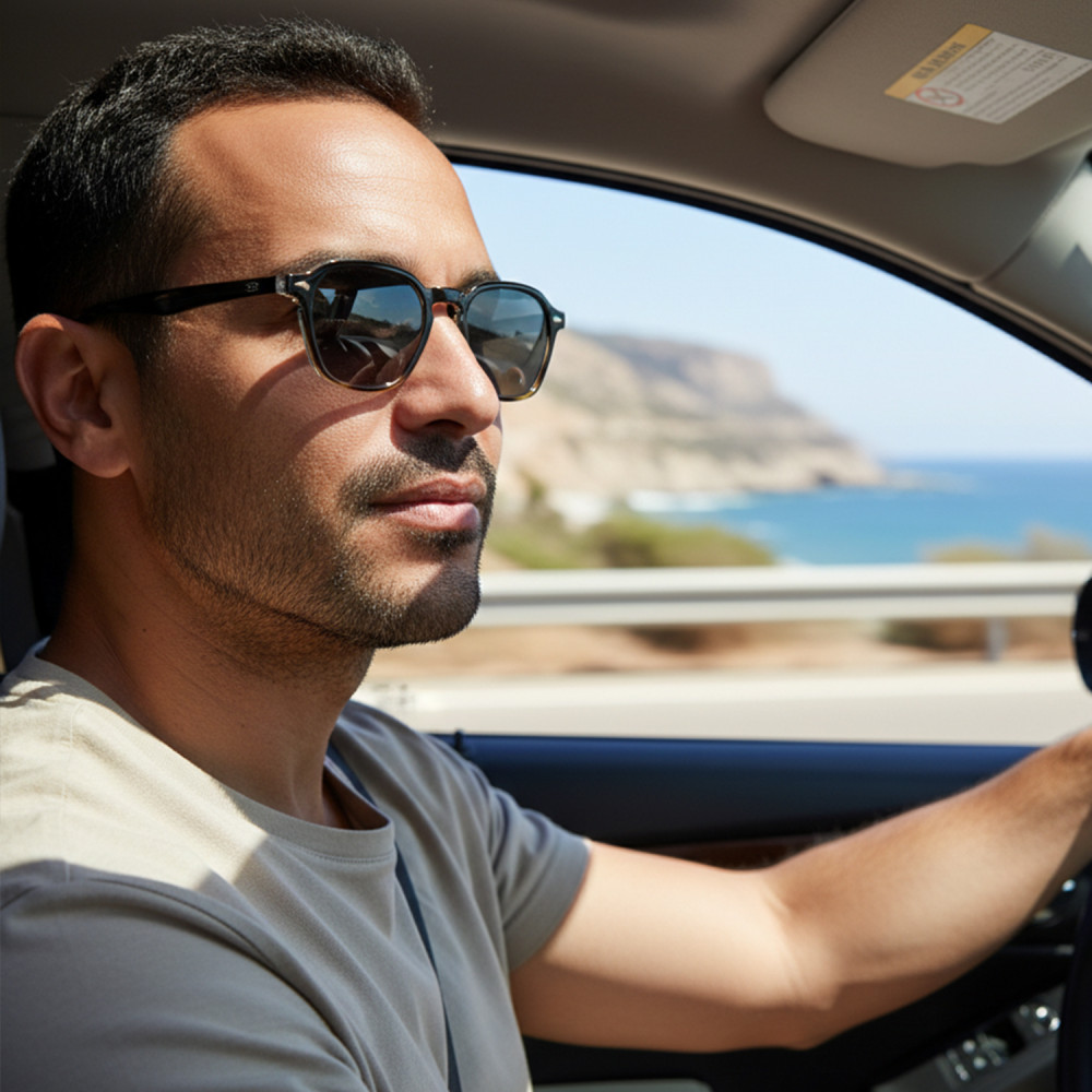 Détail monture lunettes écaille contraste noir