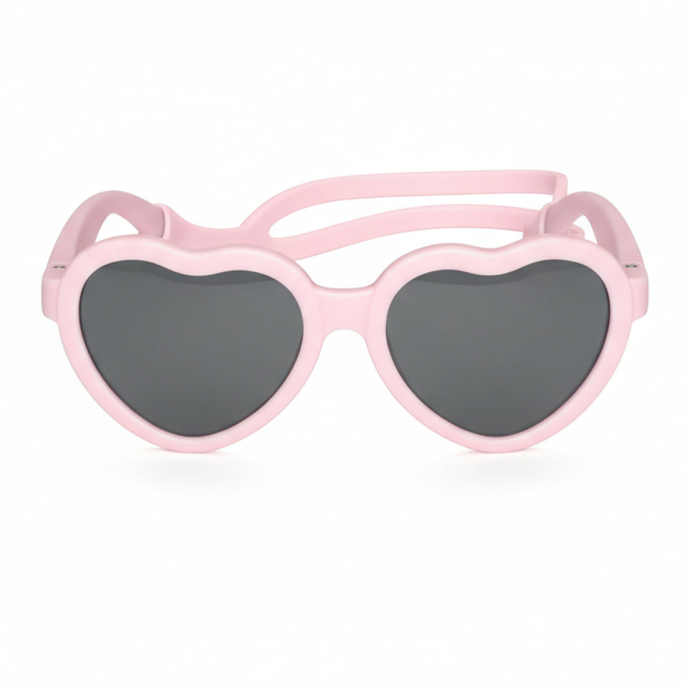 Baby heart-shaped sunglasses pink 0-1 year with headband