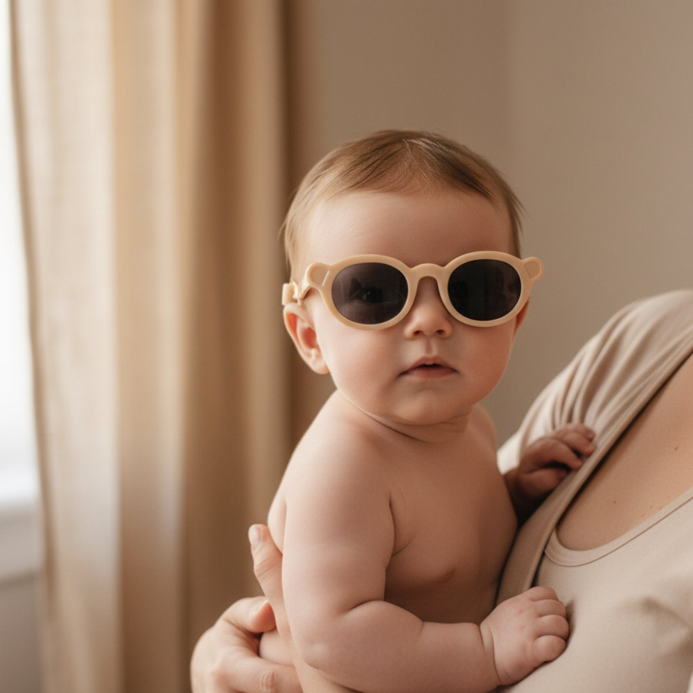 Round baby sunglasses beige 0-1 year
