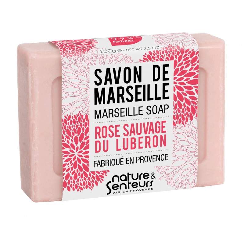 Savon de Marseille rose sauvage du Lubéron 100gr Savon de Marseille rose sauvage du Lubéron 100gr