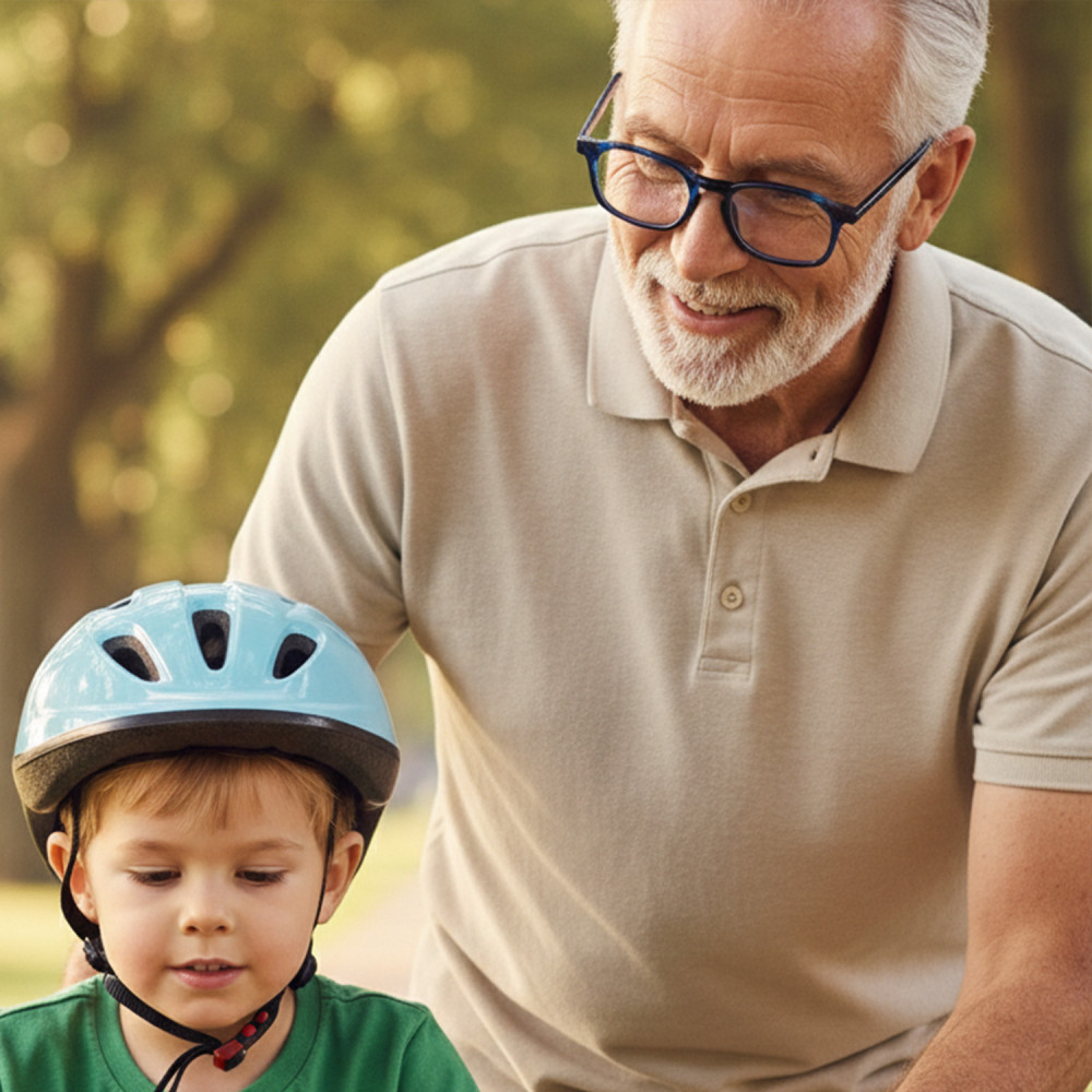 Lunettes presbytie homme monture rectangulaire bleue