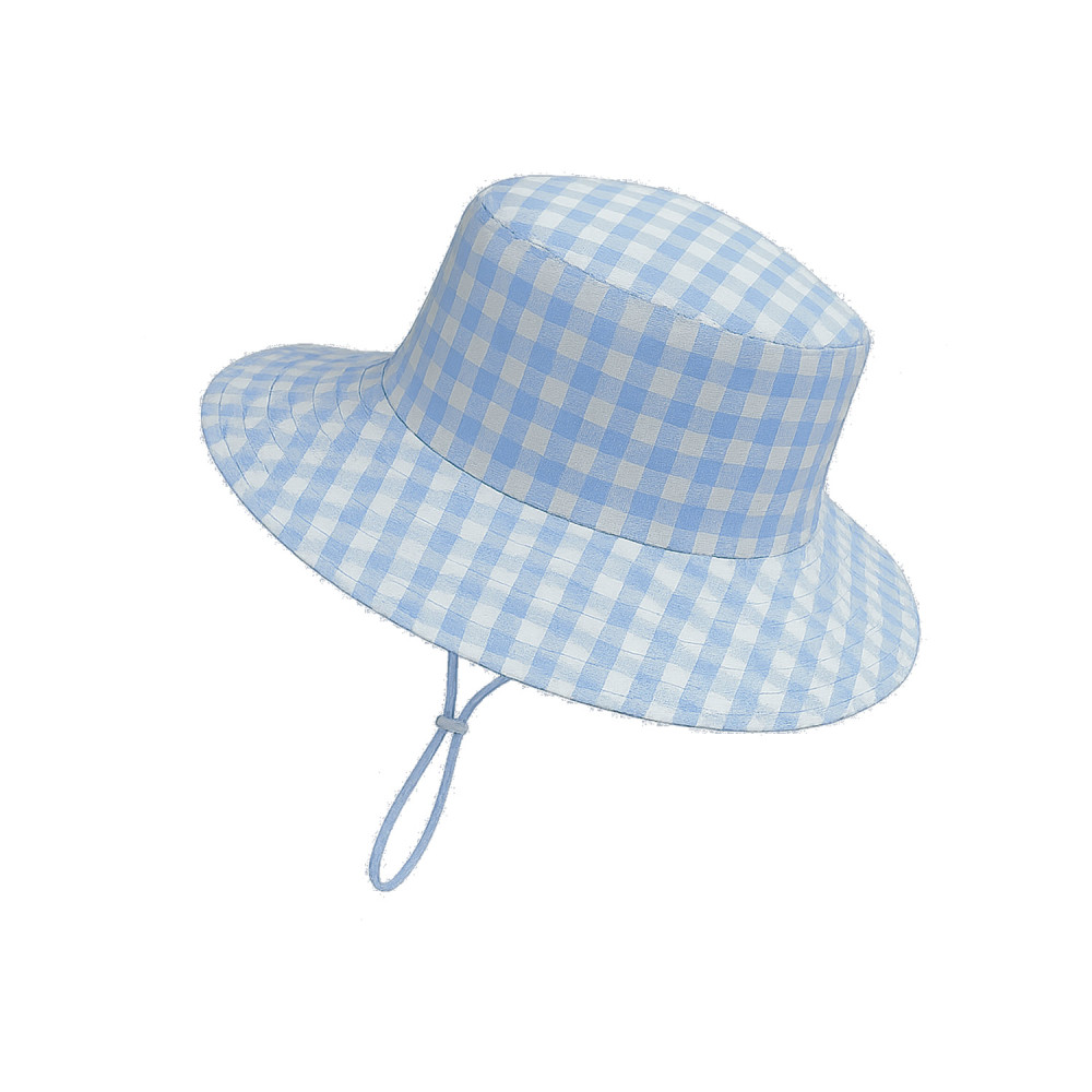 Chapeau bébé anti-UV UPF 50+ motif vichy bleu