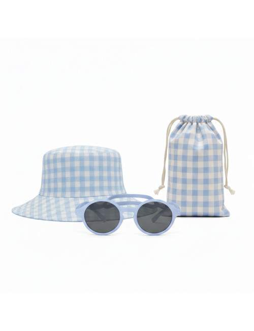 Baby sun pack for 1-2 year olds: category 3 sunglasses and UV hat SUNSET Blue