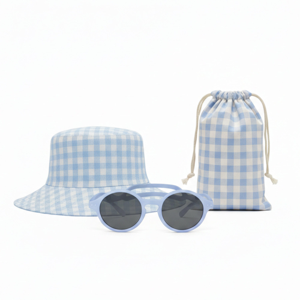 Baby sun pack for 1-2 year olds: category 3 sunglasses and UV hat SUNSET Blue