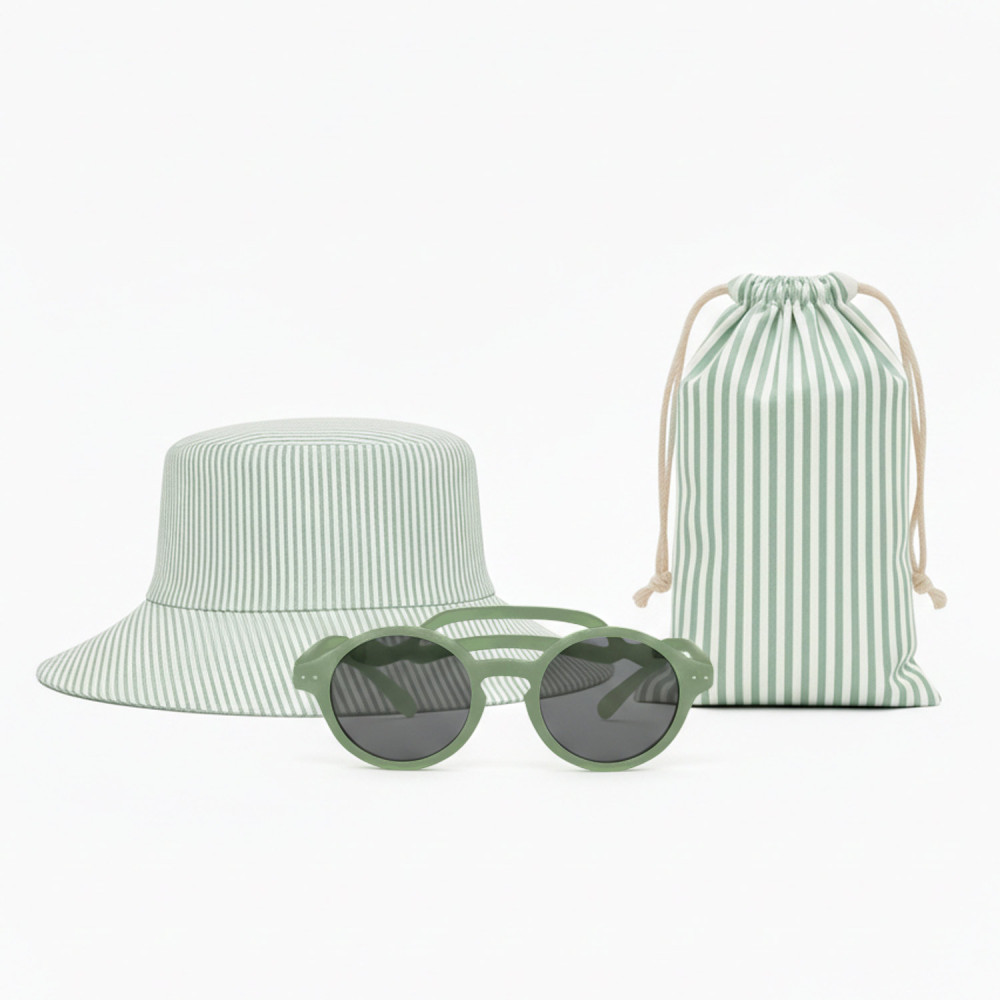 Baby sun protection set green sunglasses and hat