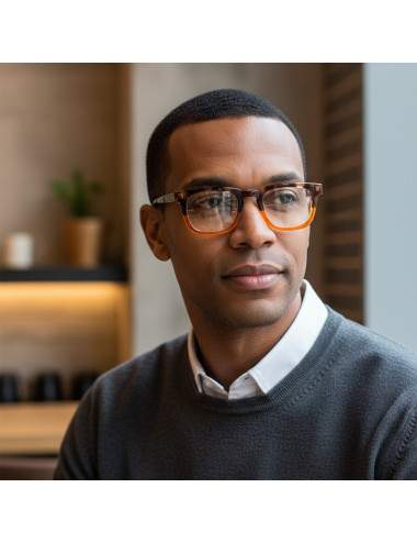 Monture lunettes lecture mixte marron orangé