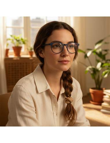 Monture lunettes lecture bleu et rose clair