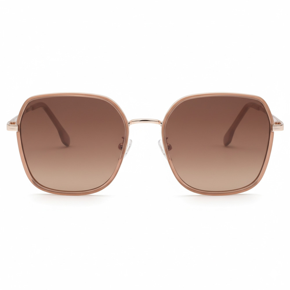 Lunettes de soleil femme carrées monture cristal sable verres marron