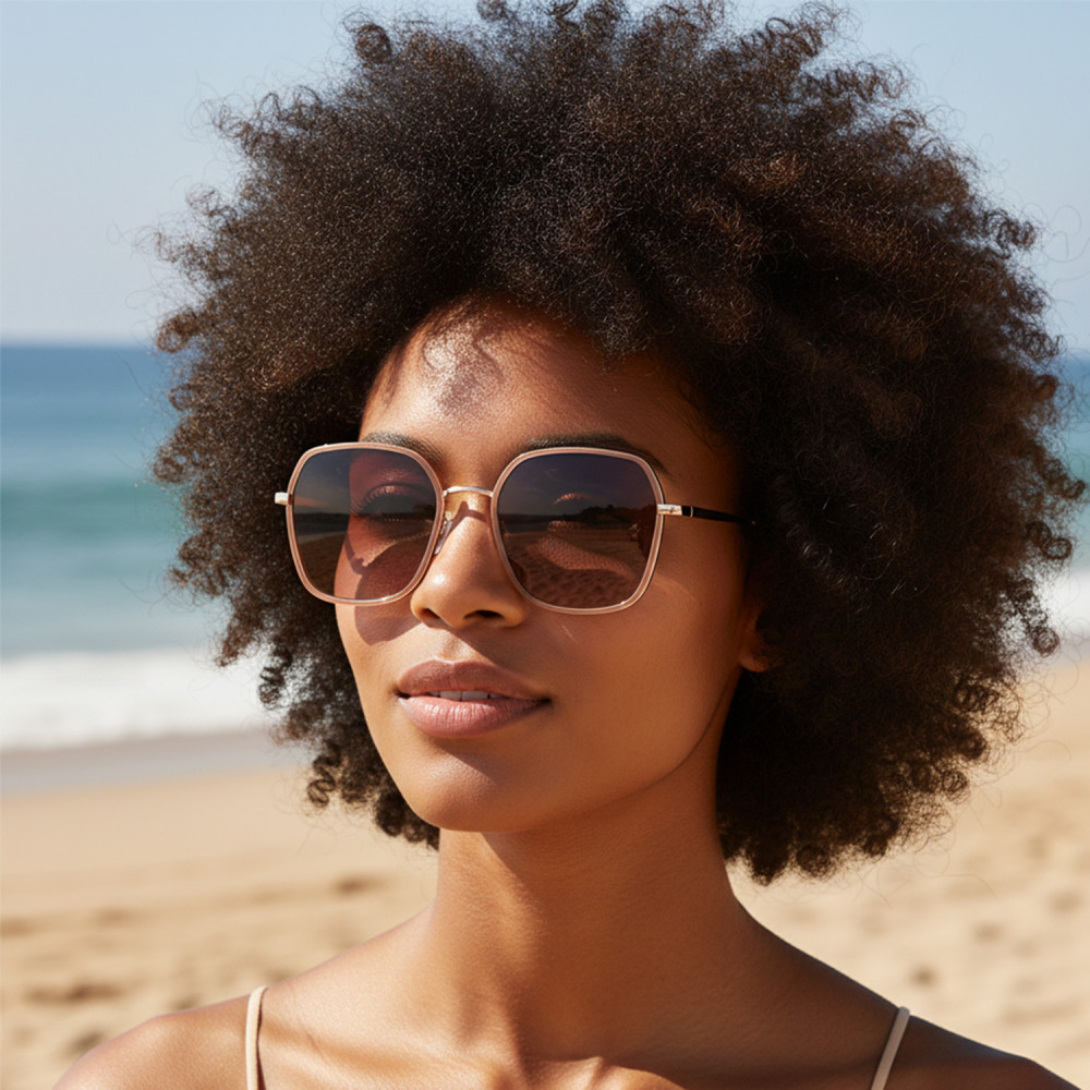 Lunettes de soleil carrées femme verres marron dégradés