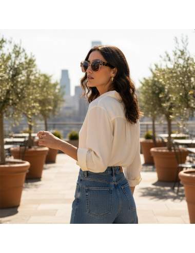 Lunettes solaires femme branches effet écaille