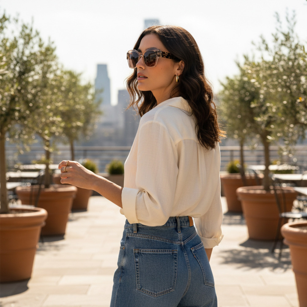 Lunettes solaires femme branches effet écaille