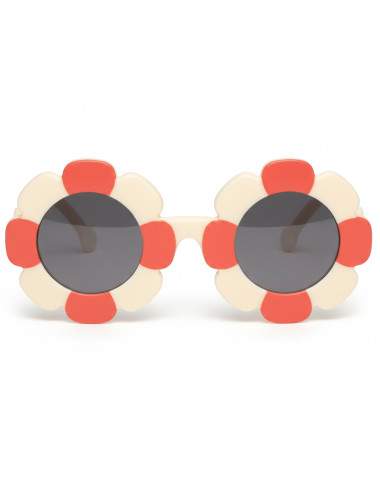 Lunettes de soleil enfant fleur beige et corail catégorie 3 UV 100%