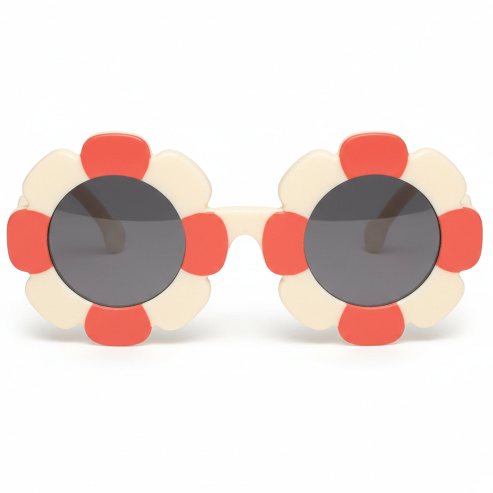 Lunettes de soleil enfant fleur beige et corail catégorie 3 UV 100%