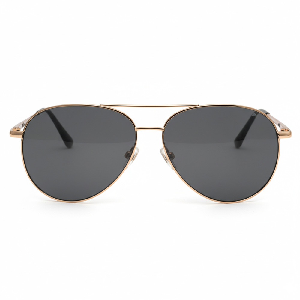 Lunettes de soleil homme pilote métal doré verres verts