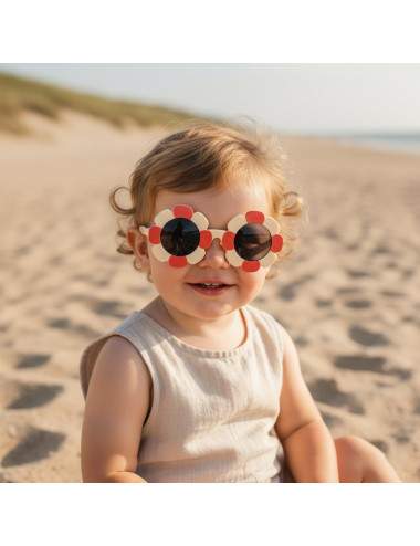 Round flower shaped toddler sunglasses sandy beige