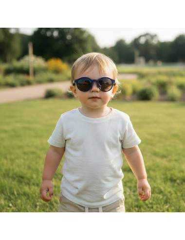 Kids sunglasses with elastic strap blue and green