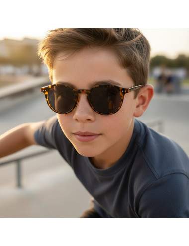 Brown round kids sun glasses CE