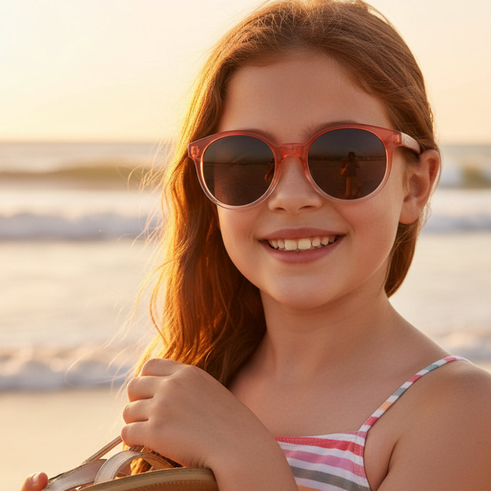 Lunettes solaires fille rouge transparent UV 100%