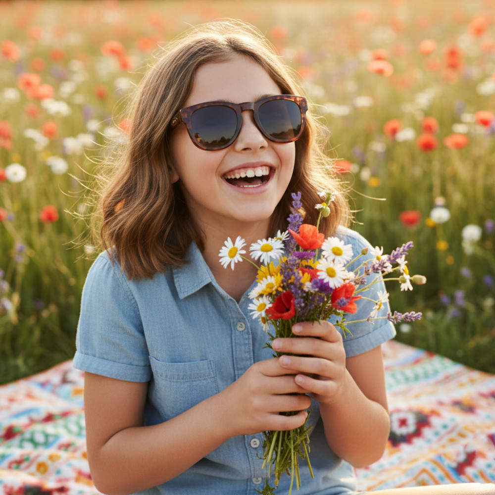 Lunettes solaires fille marron écaille UV 100%