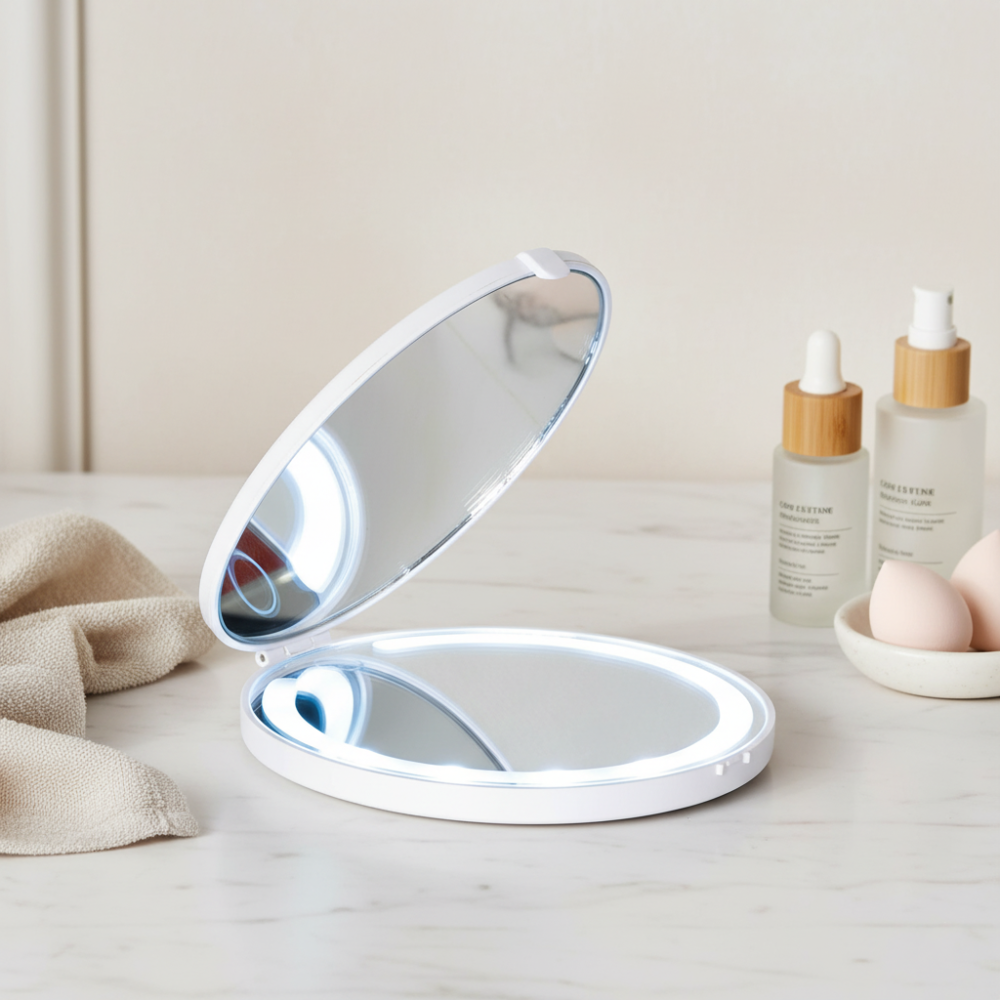 pocket lighted mirror 5x magnification