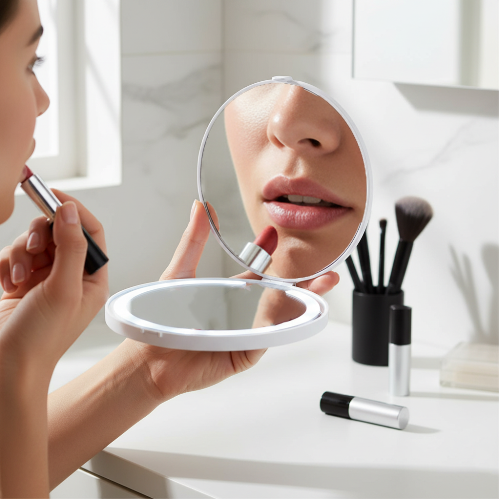 rechargeable LED compact mirror white