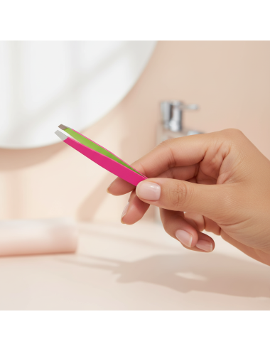 pince à épiler bicolore soft touch ergonomique