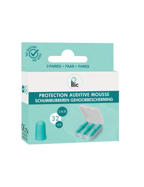 SNR 32 dB Foam Earplugs, 3 Pairs, PLIC