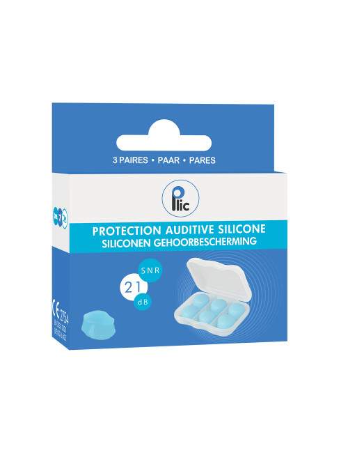 Silicone earplugs SNR 21 dB 3 pairs PLIC