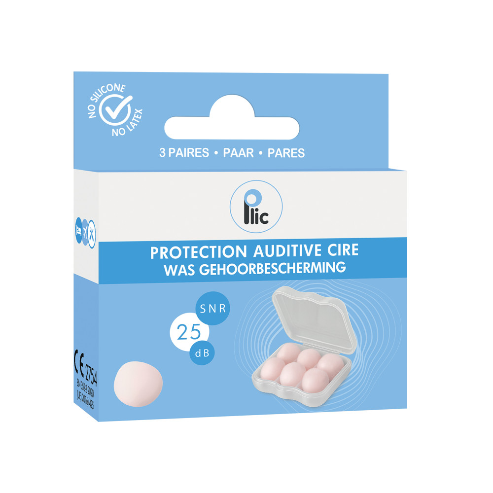 Wax earplugs SNR 25 dB 3 pairs PLIC