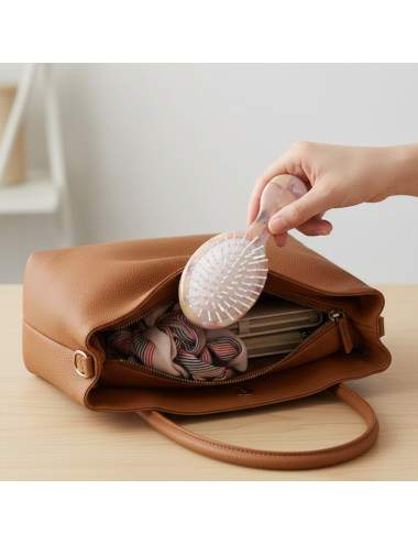 brosse cheveux petite taille nacre rose