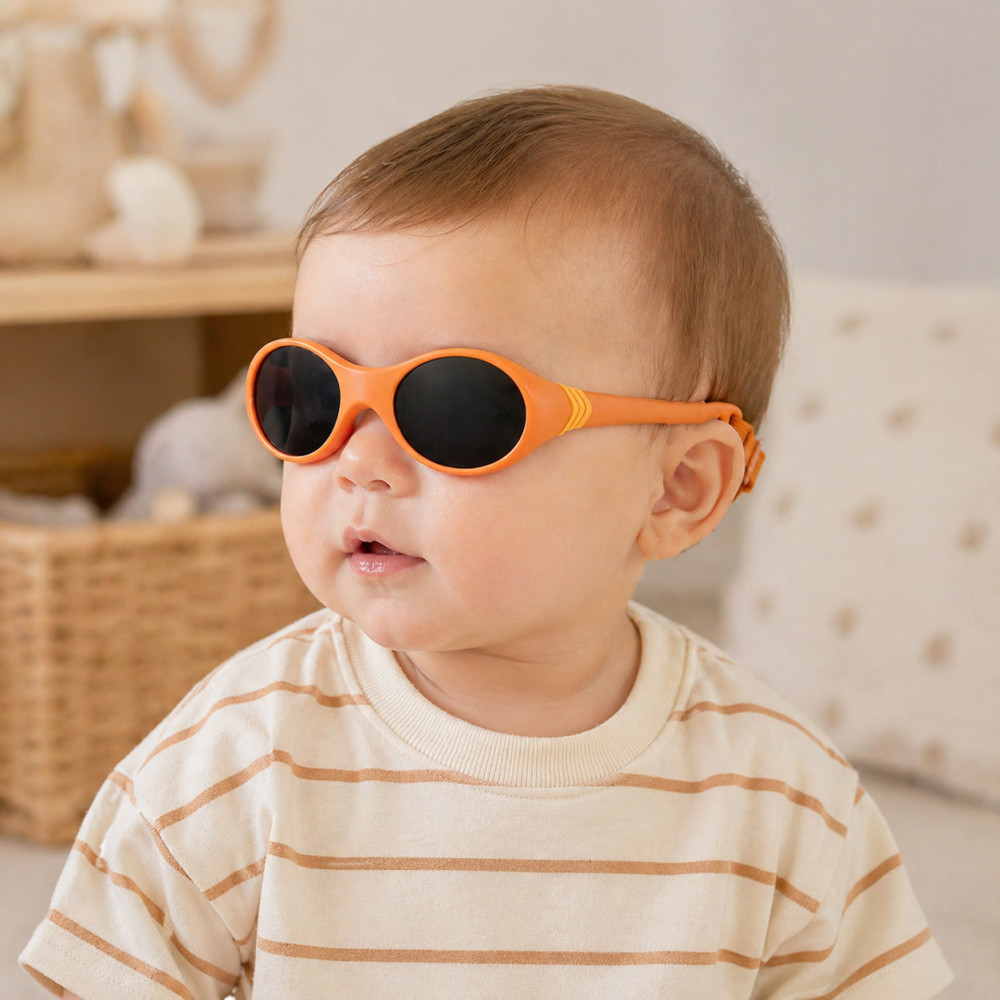 lunettes soleil bébé orange bandeau ajustable protection UV