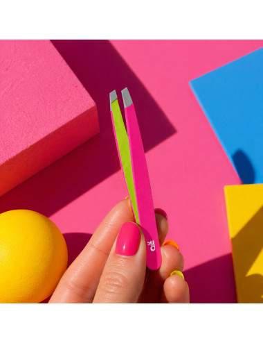Pink Green Slanted Tweezers