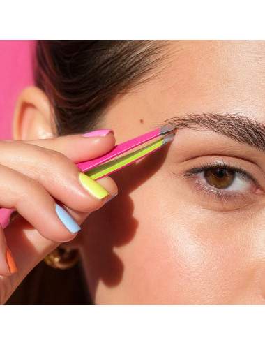 Pink Green Slanted Tweezers