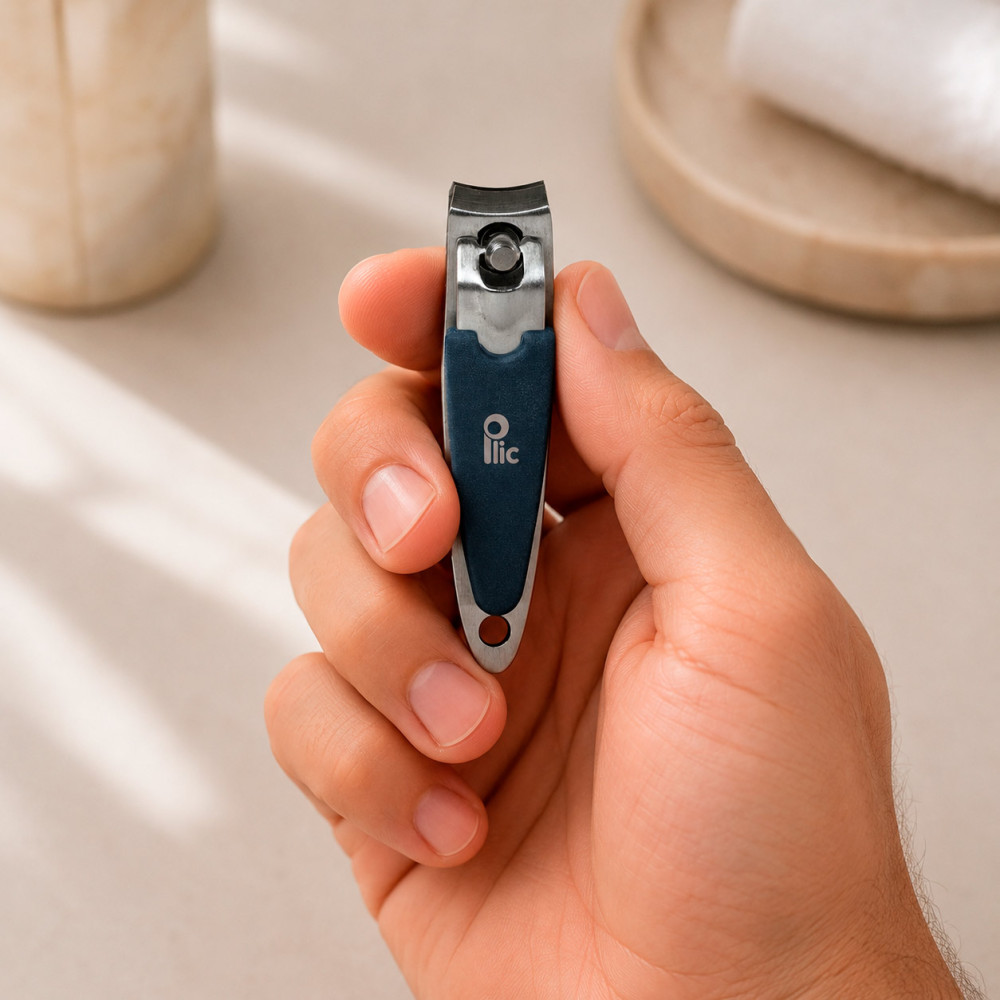 Coupe-ongles bleu foncé bec arrondi pour ongles des mains