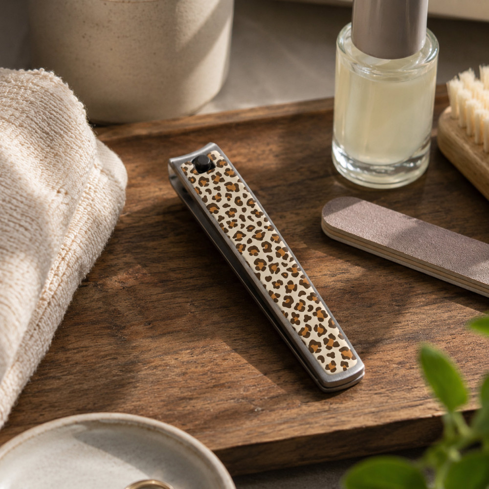 Stainless steel leopard print toenail clipper