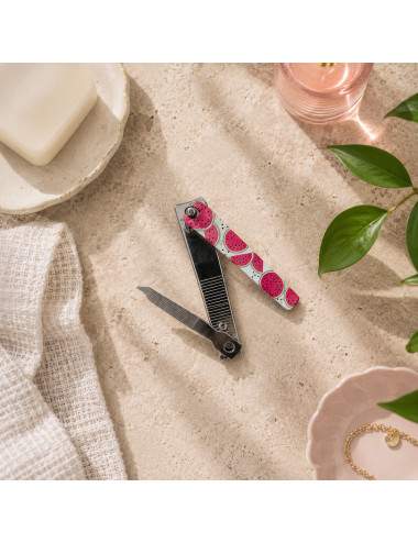 Fruit pattern pedicure nail clipper with integrated nail cleaner