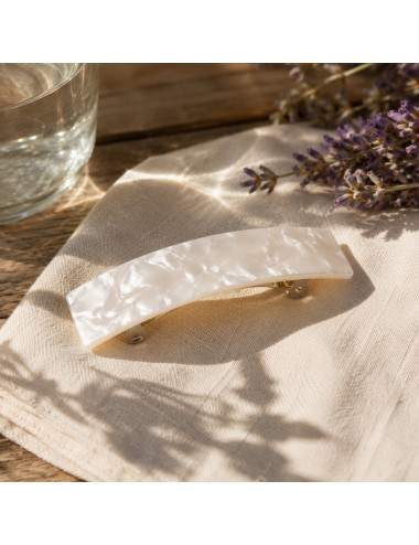 Trendy acetate hair barrette pearl finish