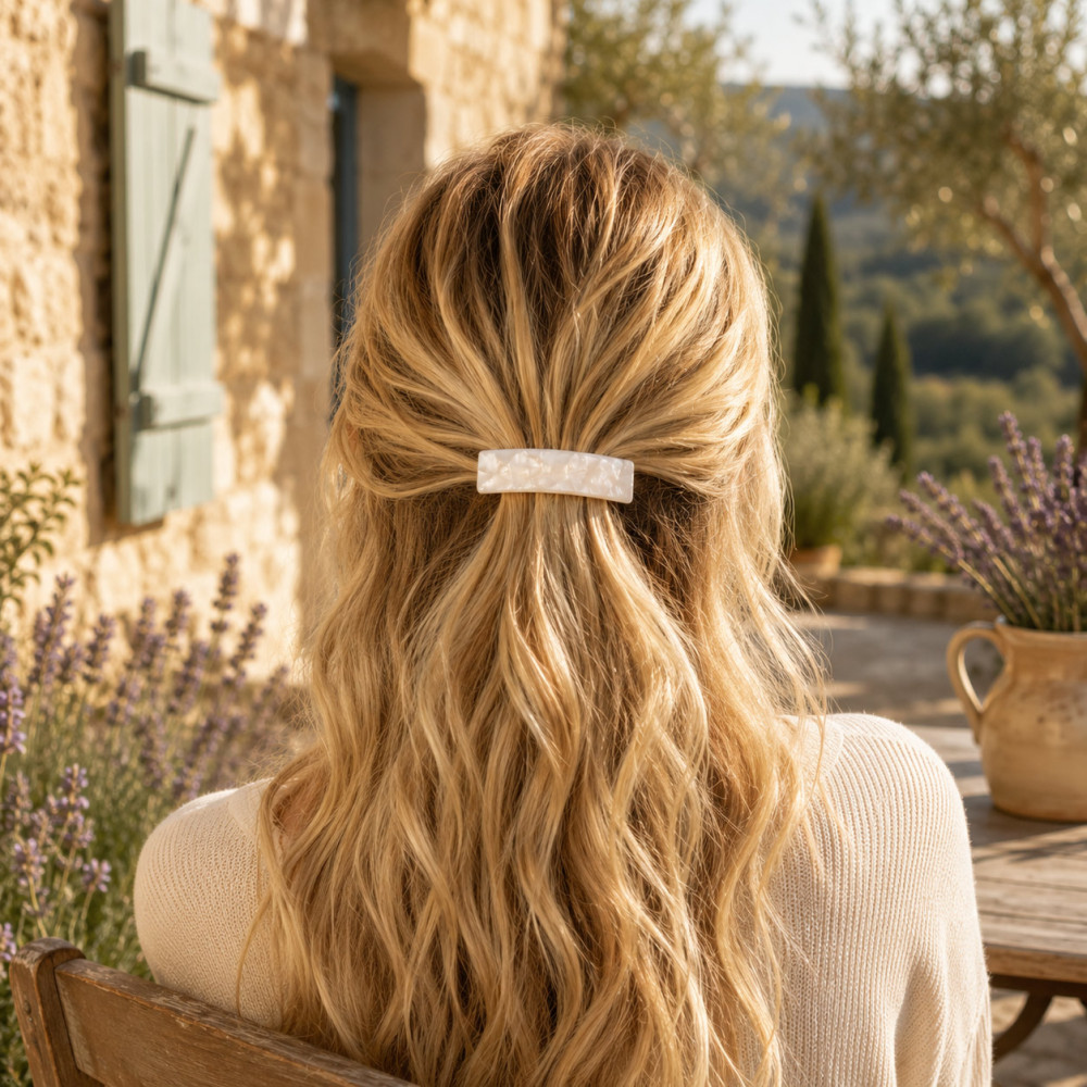 Barrette Cheveux Blanche Nacrée