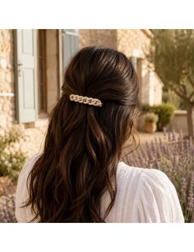 Barrette cheveux blanche maillons larges élégante